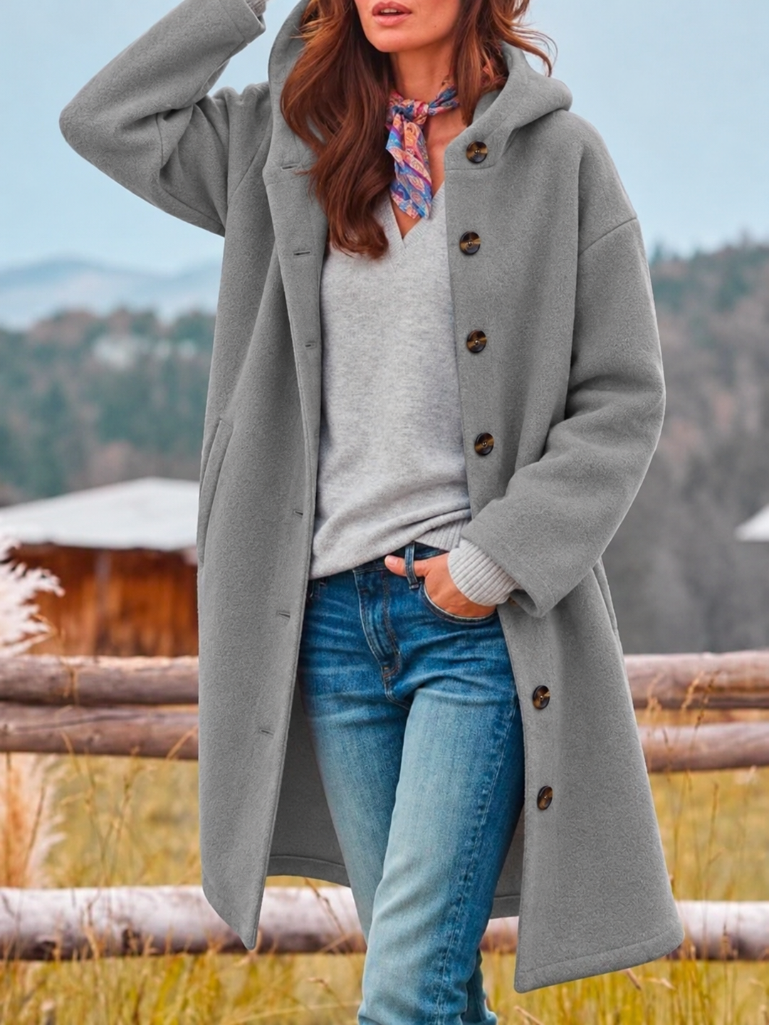 Womens Lightweight Hooded Longline Coat