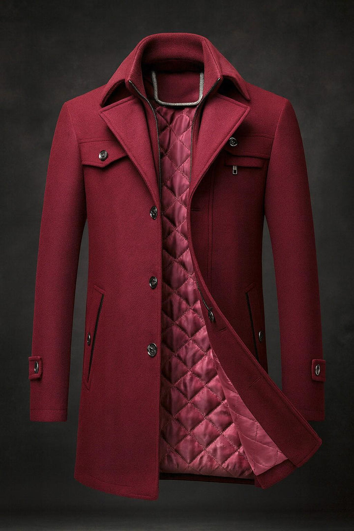 Mens Wool Overcoat With Quilted Lining