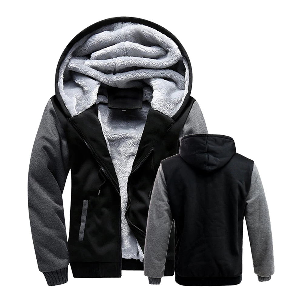 Mens Fleece Lined Hooded Zip Up Jacket