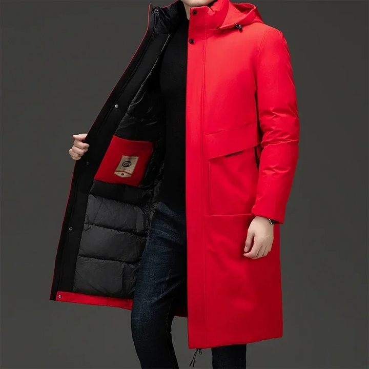 Mens Hooded Longline Quilted Coat