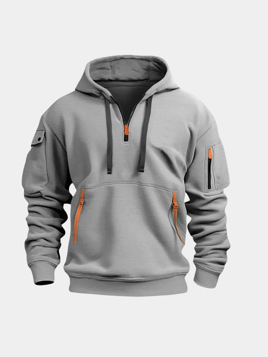 Mens Half Zip Utility Pocket Hoodie