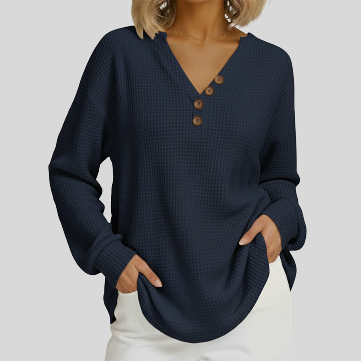 Womens Waffle Knit Fleece Lined Jumper