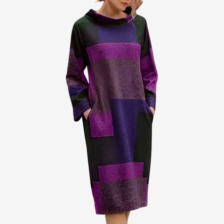Womens Crew Neck Jumper Dress With Pockets