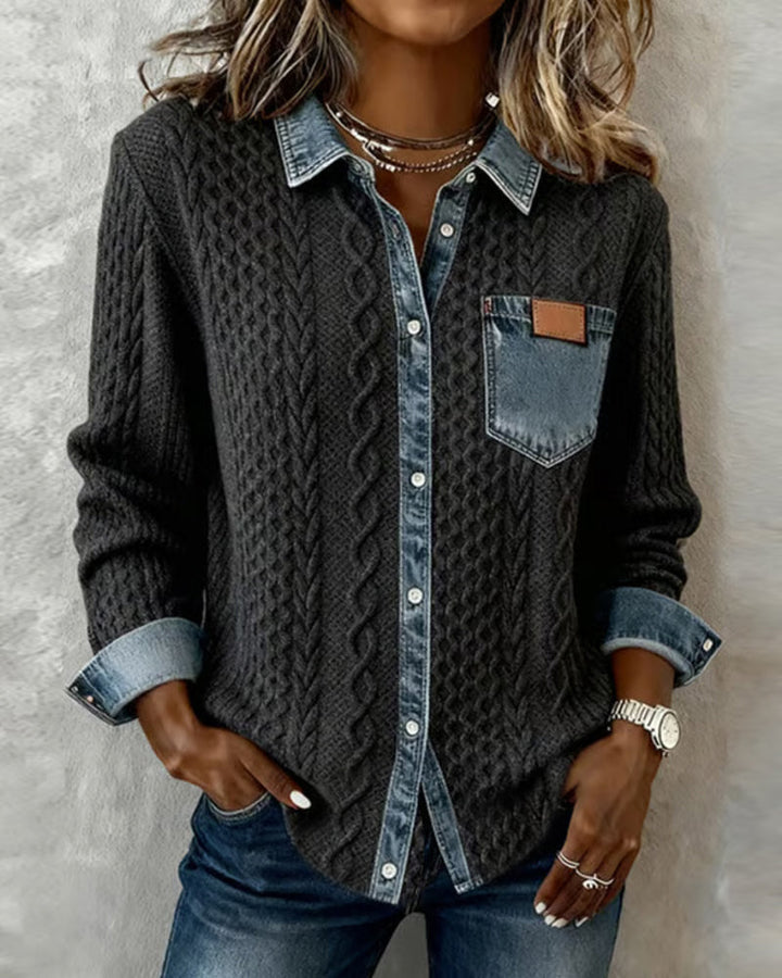 Molly | Long-Sleeve Shirt with Denim Patchwork