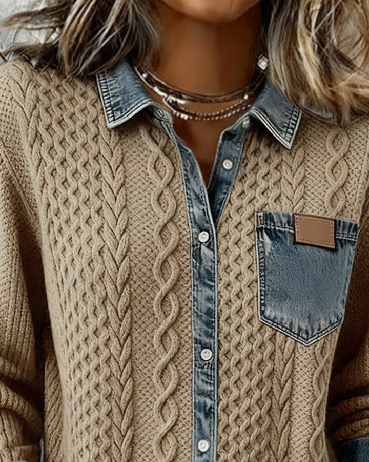 Molly | Long-Sleeve Shirt with Denim Patchwork