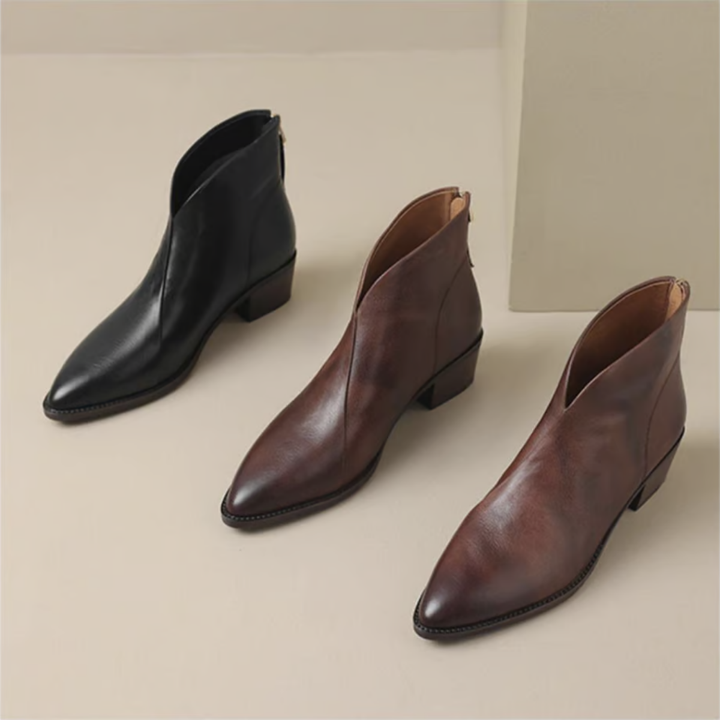 Charlotte | Luxury Ankle Boots with Low Heels
