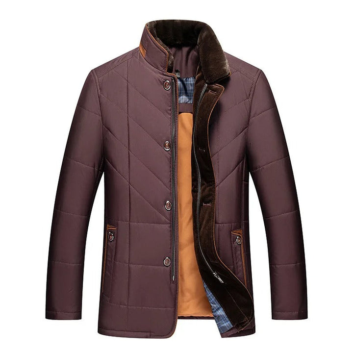 Mens Plush Collar Quilted Zip Jacket