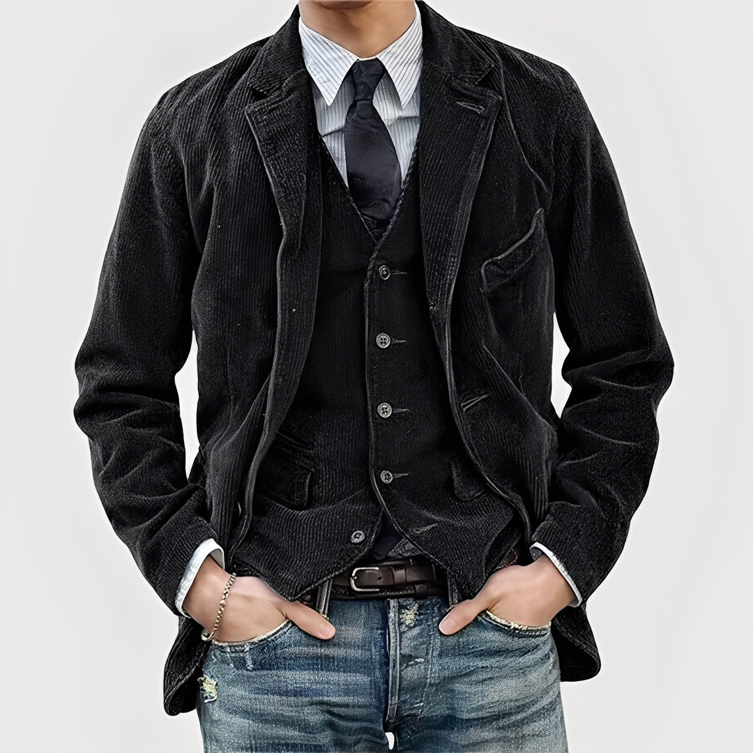 Mens Corduroy Blazer And Waistcoat Set