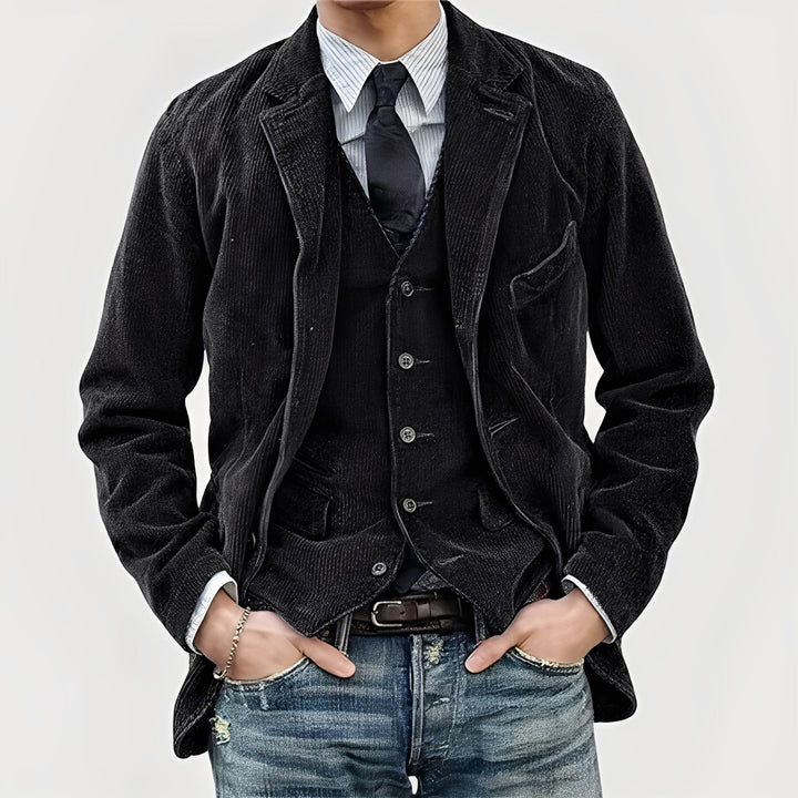 Mens Corduroy Blazer And Waistcoat Set