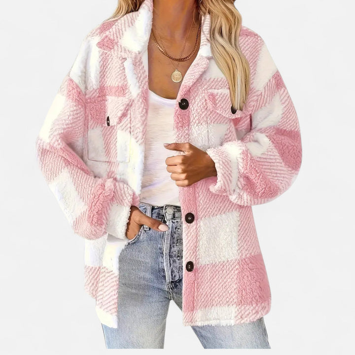 Womens Checked Plush Lined Winter Shacket
