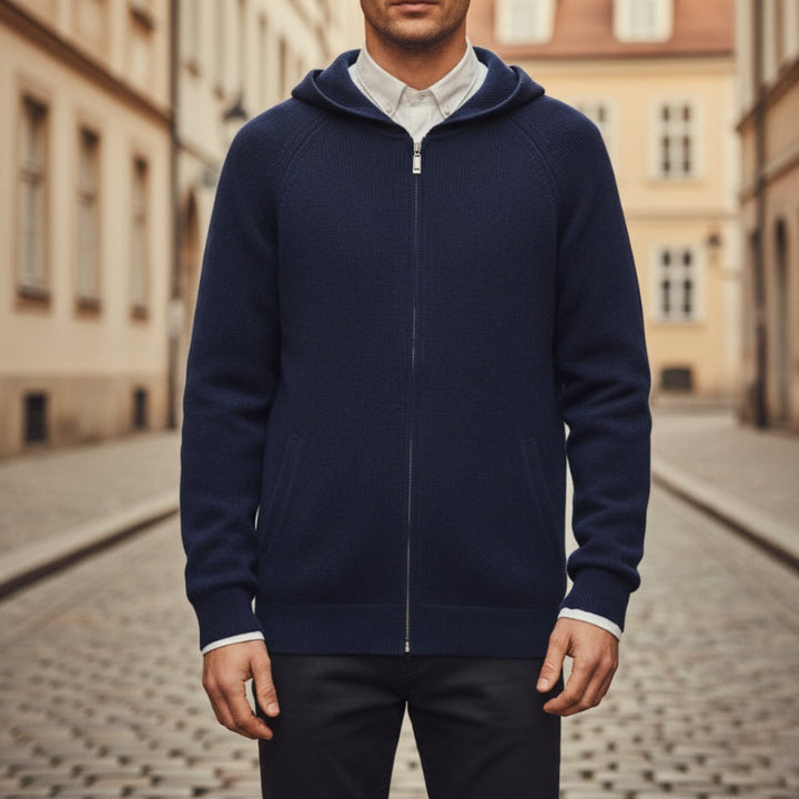 Mens Hooded Long-Sleeve Cardigan