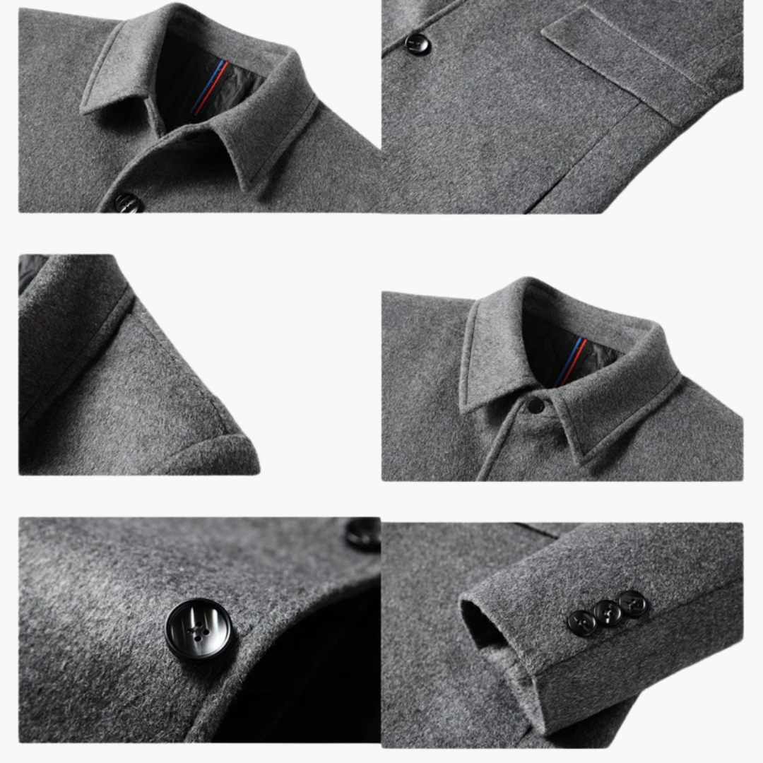Mens Wool Tailored Mid Length Overcoat