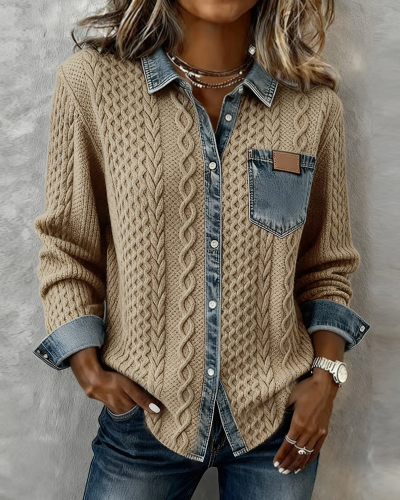Molly | Long-Sleeve Shirt with Denim Patchwork