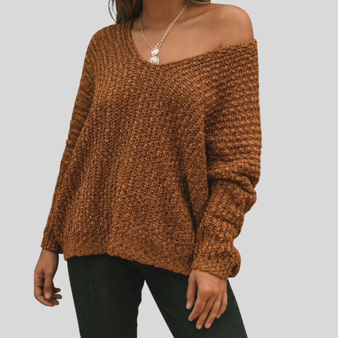 Womens Ribbed Long-Sleeve Sweater