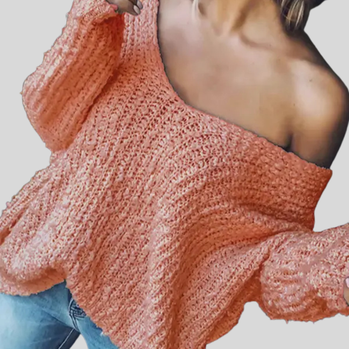 Womens Drop Shoulder Chunky Knit Jumper