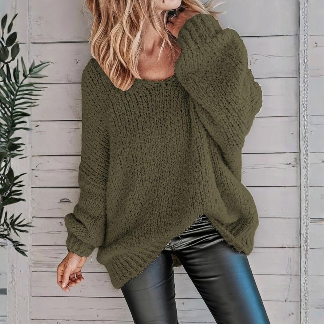 Womens Textured Long-Sleeve Sweater