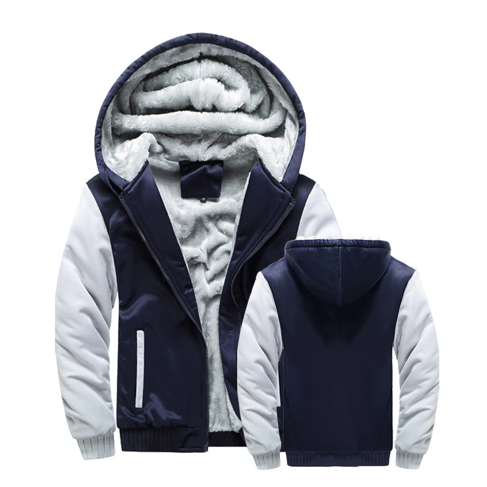 Mens Fleece Lined Hooded Zip Up Jacket