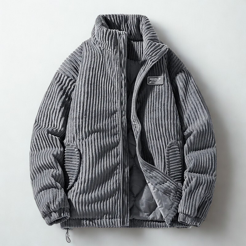 Mens Quilted Knitted Ribbed Cuff Jacket