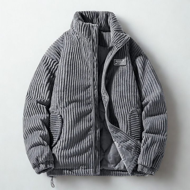 Mens Quilted Knitted Ribbed Cuff Jacket