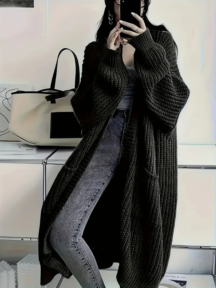 Womens Oversized Long Chunky Knit Cardigan