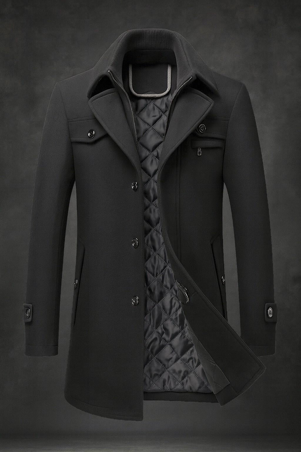 Mens Wool Overcoat With Quilted Lining