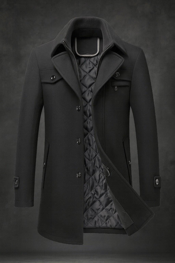 Mens Wool Overcoat With Quilted Lining