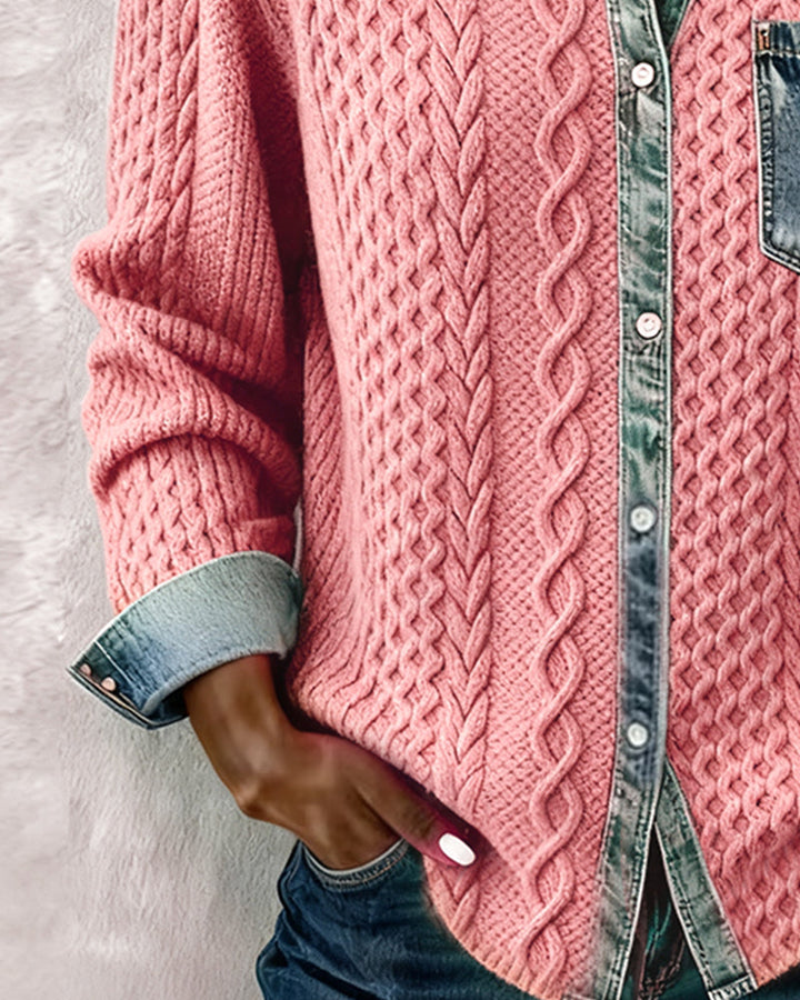 Molly | Long-Sleeve Shirt with Denim Patchwork