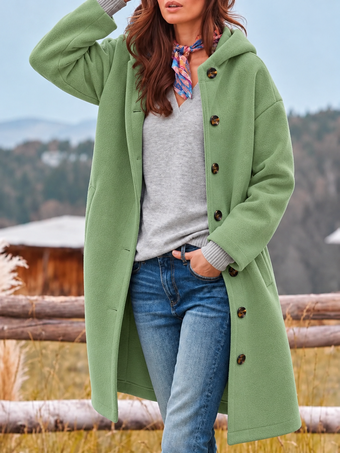 Womens Lightweight Hooded Longline Coat