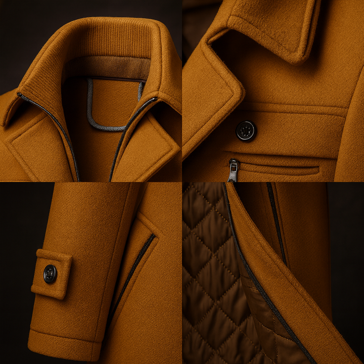 Mens Wool Overcoat With Quilted Lining