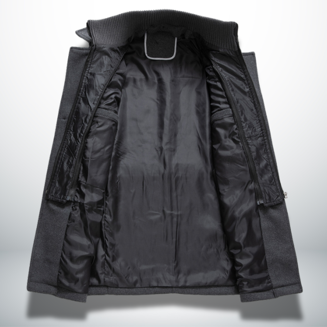 Mens Layered Collar Button Front Overcoat