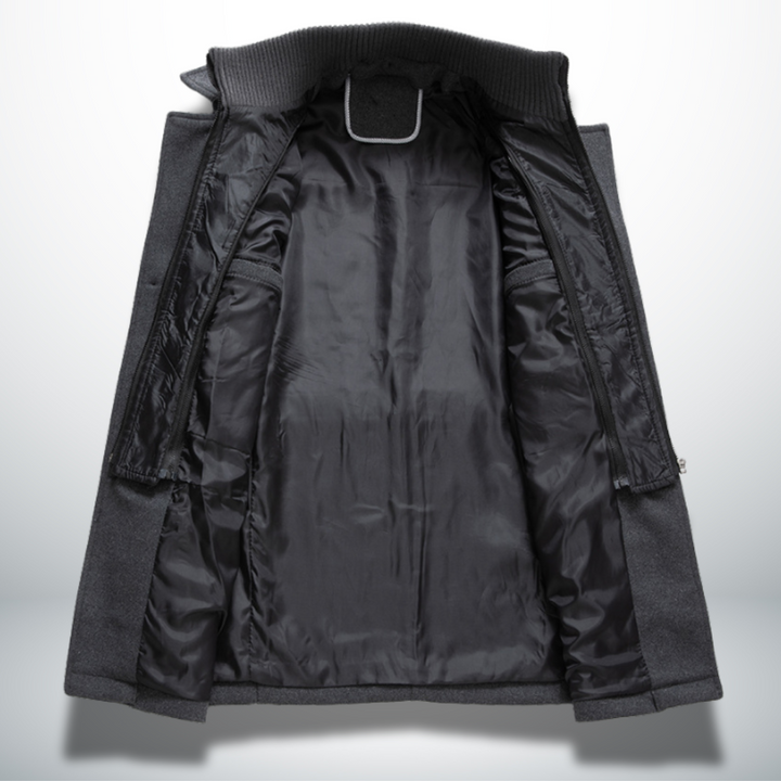 Mens Layered Collar Button Front Overcoat