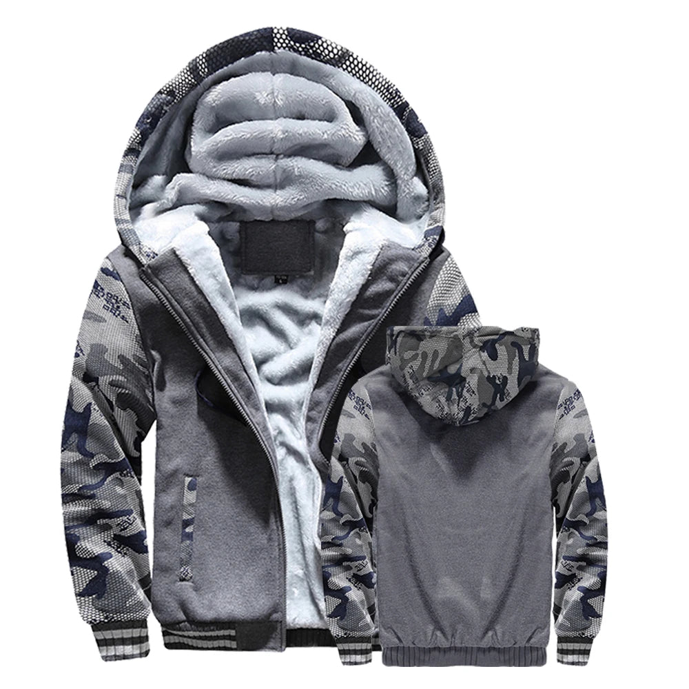 Mens Fleece Lined Hooded Zip Up Jacket