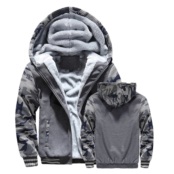 Mens Fleece Lined Hooded Zip Up Jacket