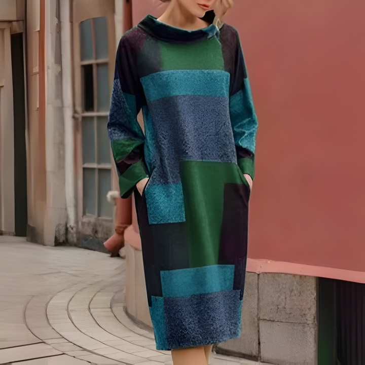 Womens Crew Neck Jumper Dress With Pockets