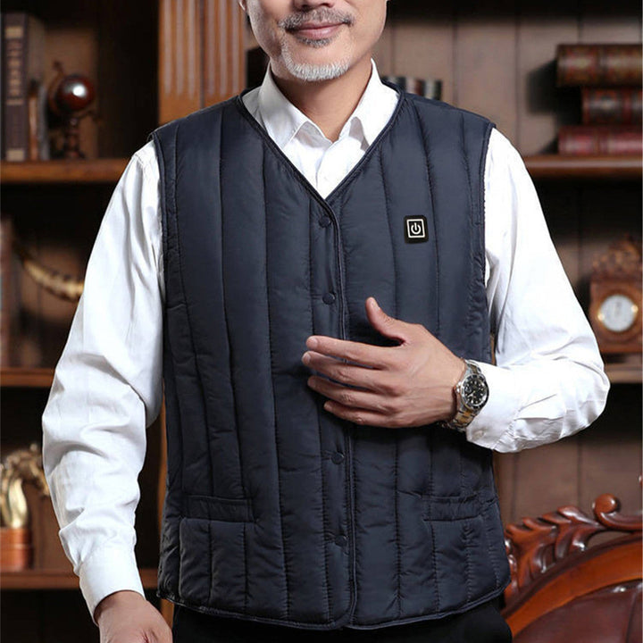 Mens Heated Quilted Button Front Gilet