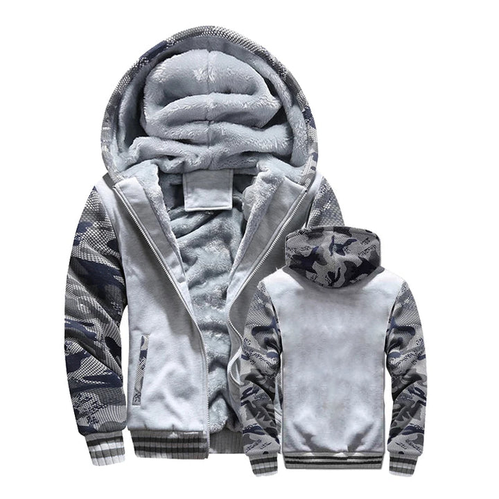 Mens Fleece Lined Hooded Zip Up Jacket