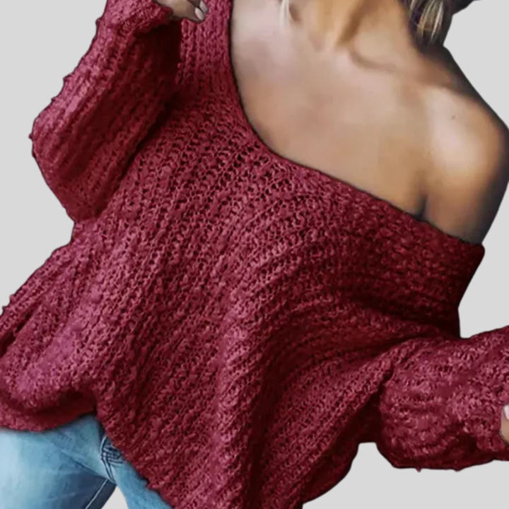 Womens Drop Shoulder Chunky Knit Jumper