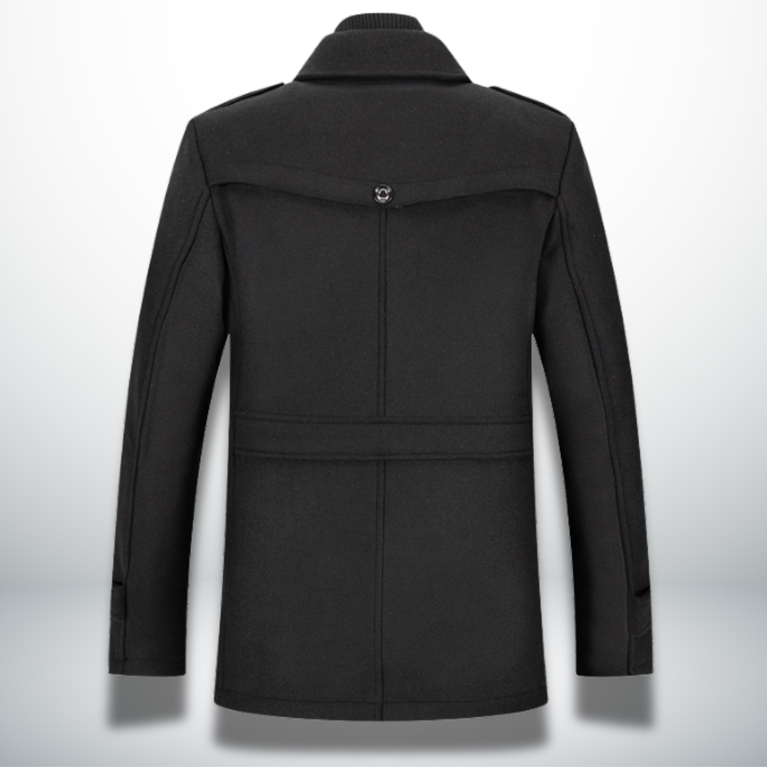 Mens Layered Collar Button Front Overcoat