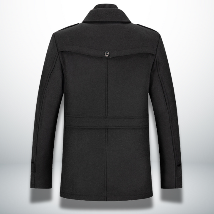 Mens Layered Collar Button Front Overcoat