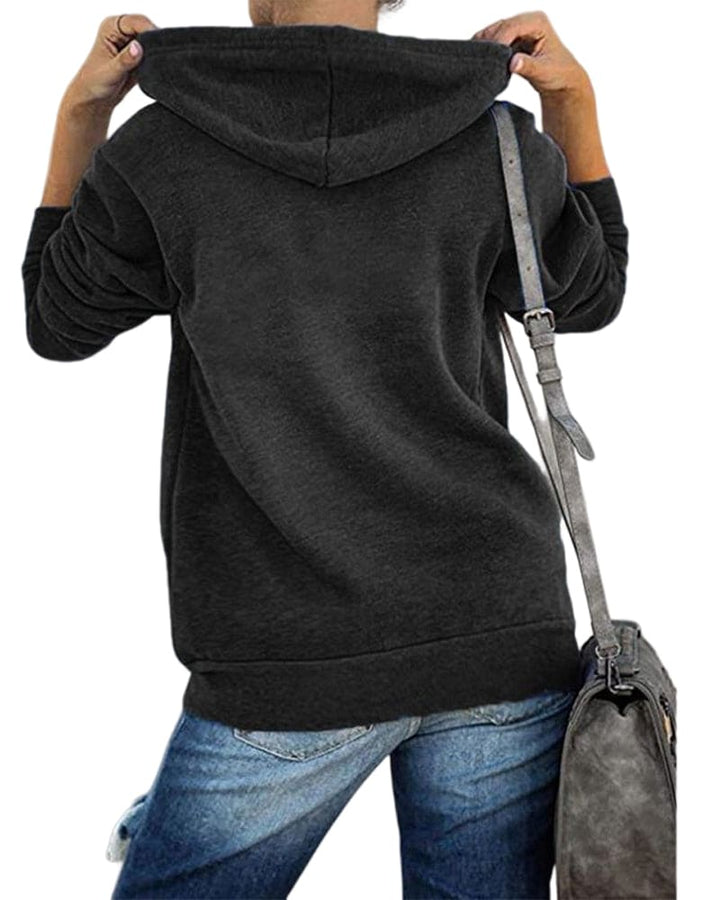 Womens Cotton Blend Full Zip Drawstring Hoodie