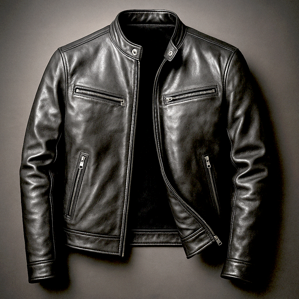 Mens Hooded Zip Front Vintage Leather Jacket
