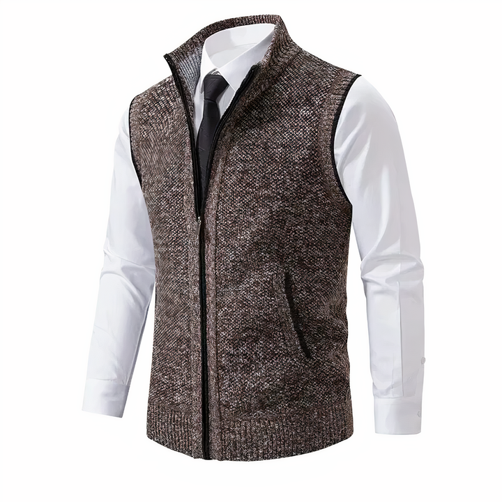 Mens Fleece Lined Zip Up Knit Gilet