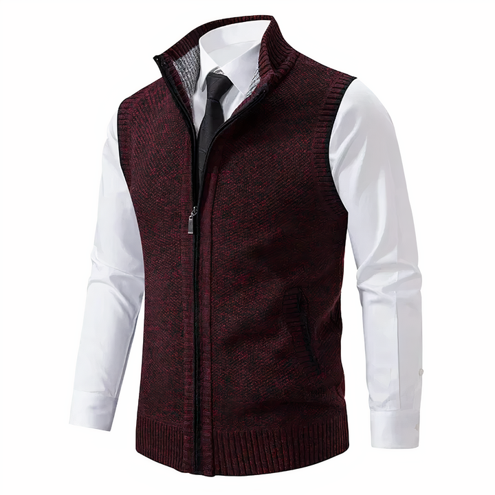 Mens Fleece Lined Zip Up Knit Gilet