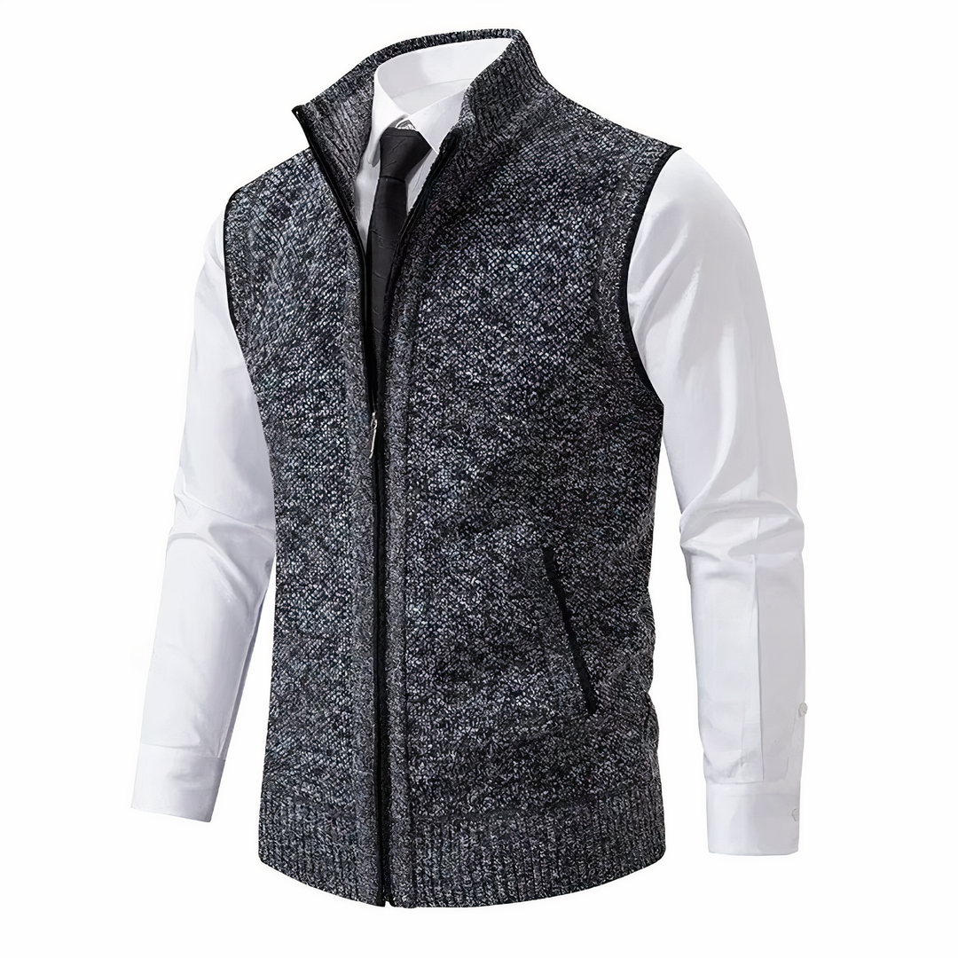 Mens Fleece Lined Zip Up Knit Gilet