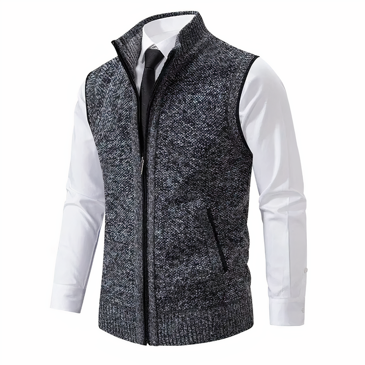 Mens Fleece Lined Zip Up Knit Gilet