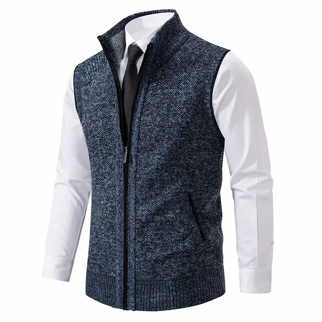 Mens Fleece Lined Zip Up Knit Gilet