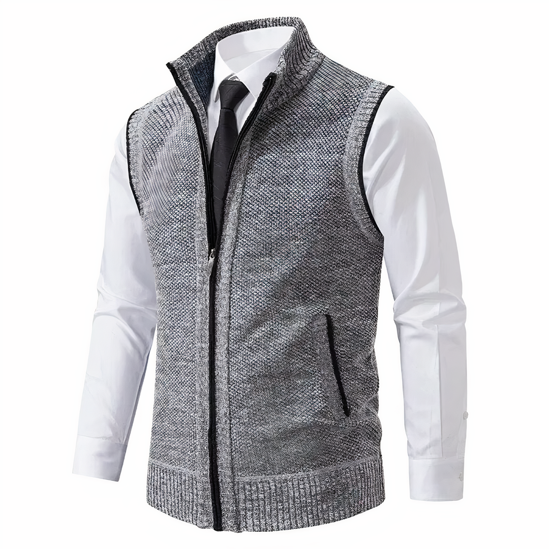Mens Fleece Lined Zip Up Knit Gilet