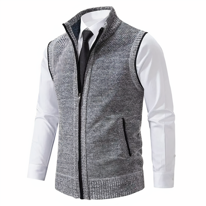 Mens Fleece Lined Zip Up Knit Gilet
