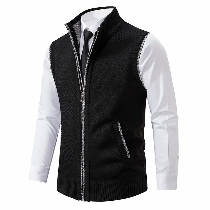 Mens Fleece Lined Zip Up Knit Gilet