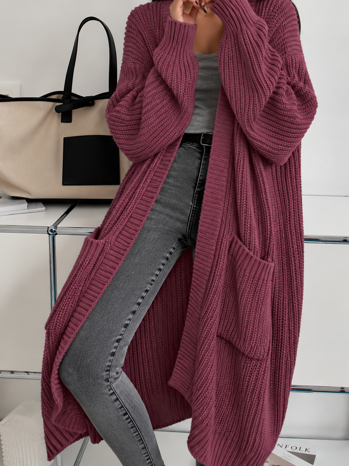 Womens Oversized Long Chunky Knit Cardigan